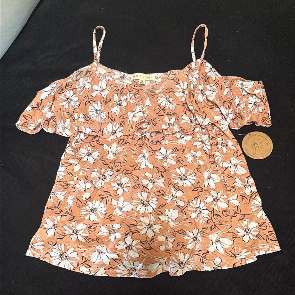 Orange Floral Off-Shoulder Top